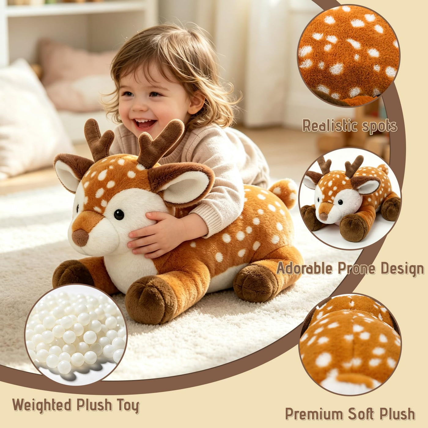 JUSTQUNSEEN Sika - Animales de peluche con peso de ciervo para adul...