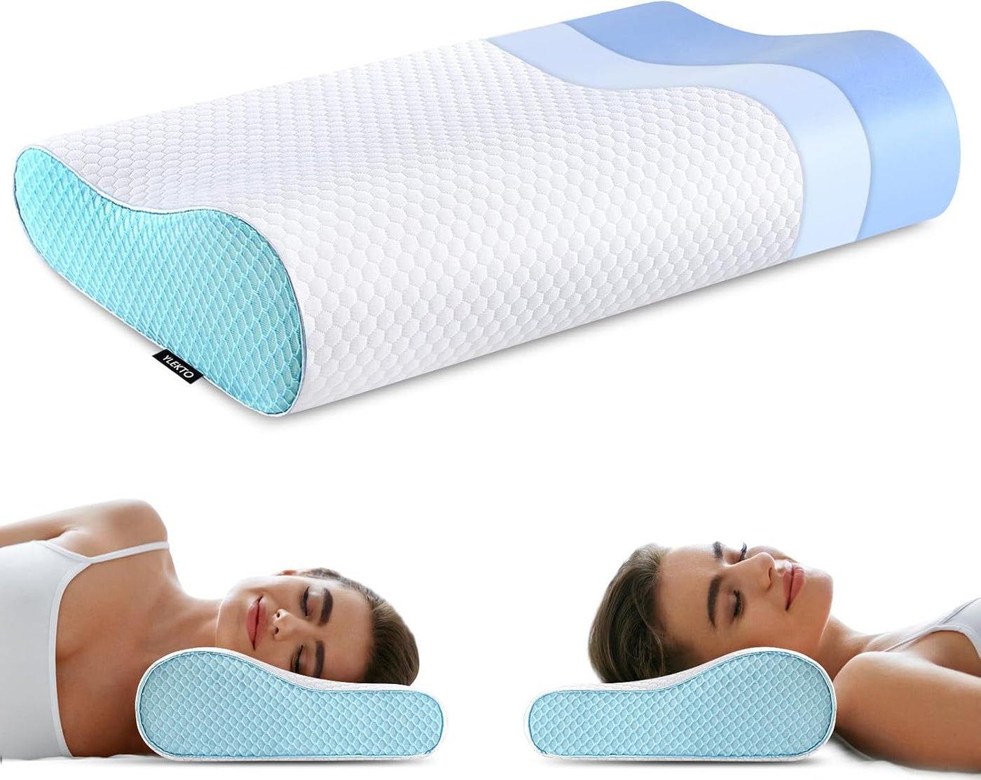 Almohadas de espuma viscoelástica Ylekto para el cuello, almohada p...