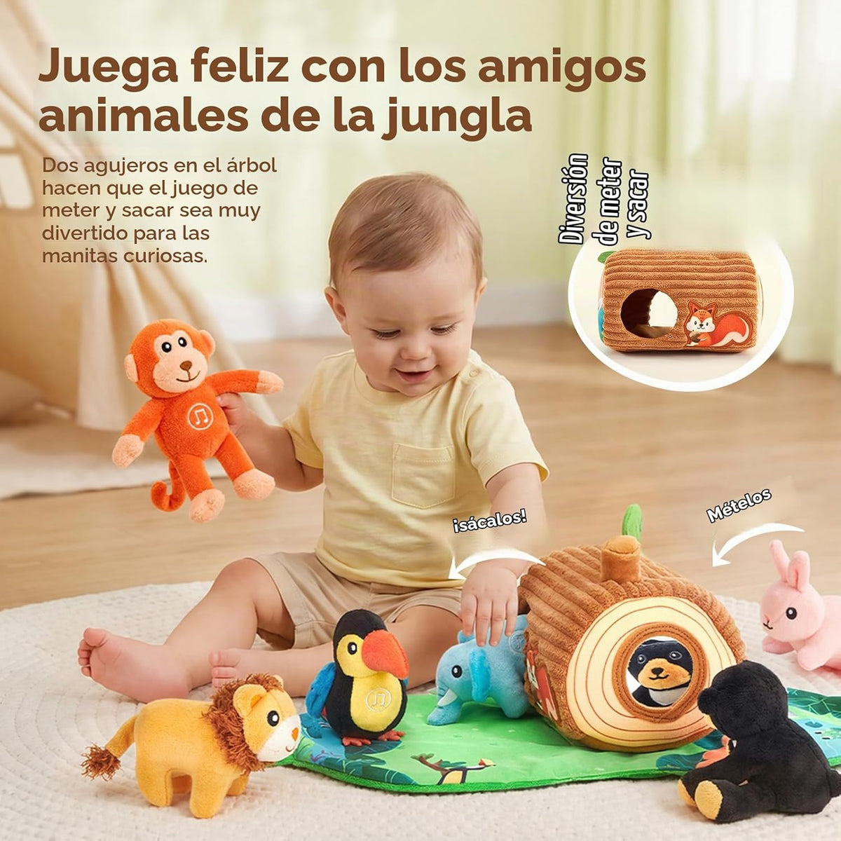 hahaland Juguetes para bebés de 6 a 12 meses, juego de animales de...
