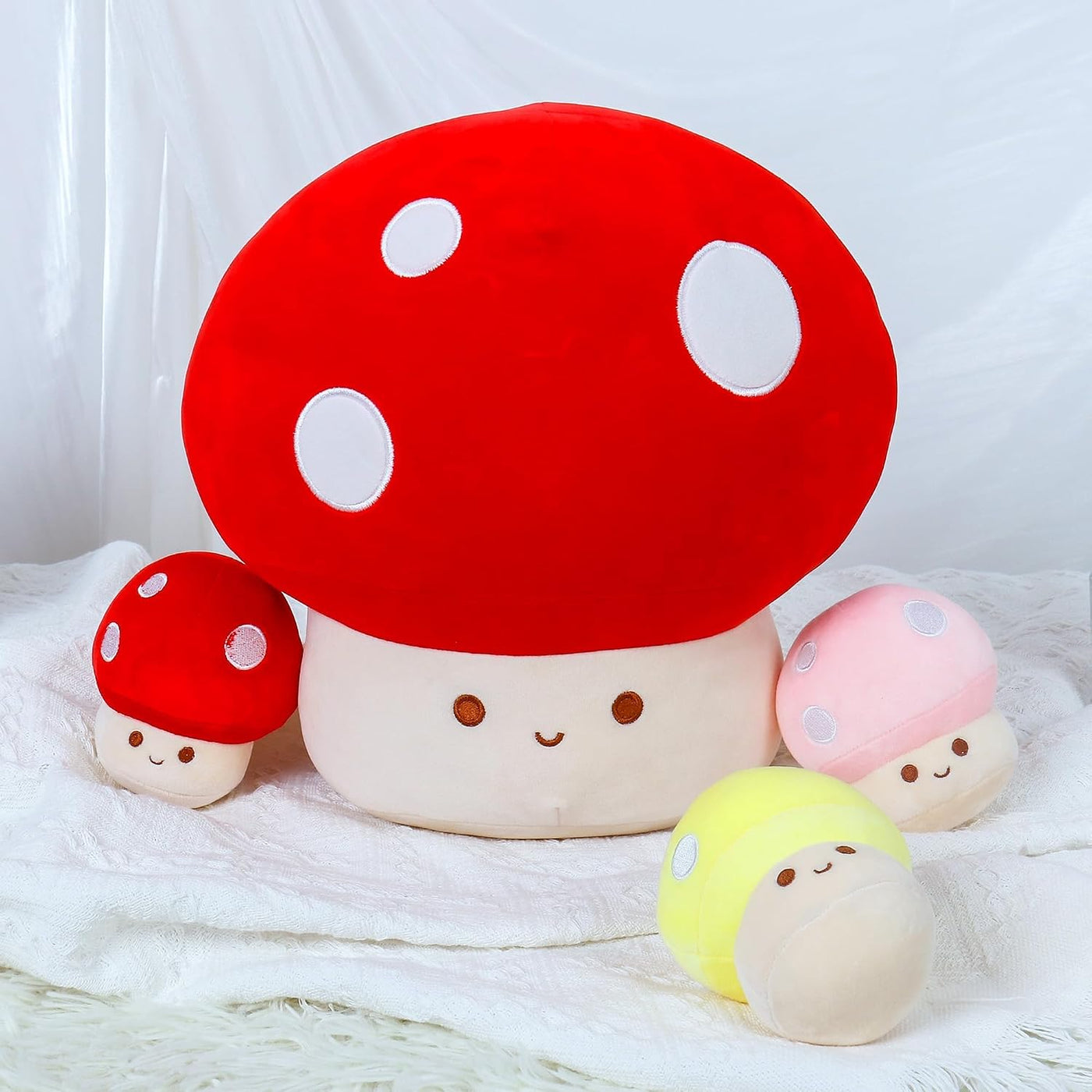 WeBingo Almohada de felpa de hongo, 4 piezas, decoración de hongos...