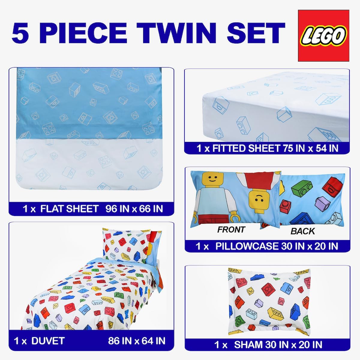 Bioworld LEGO Explore - Edredón Twin (Set 5 piezas)