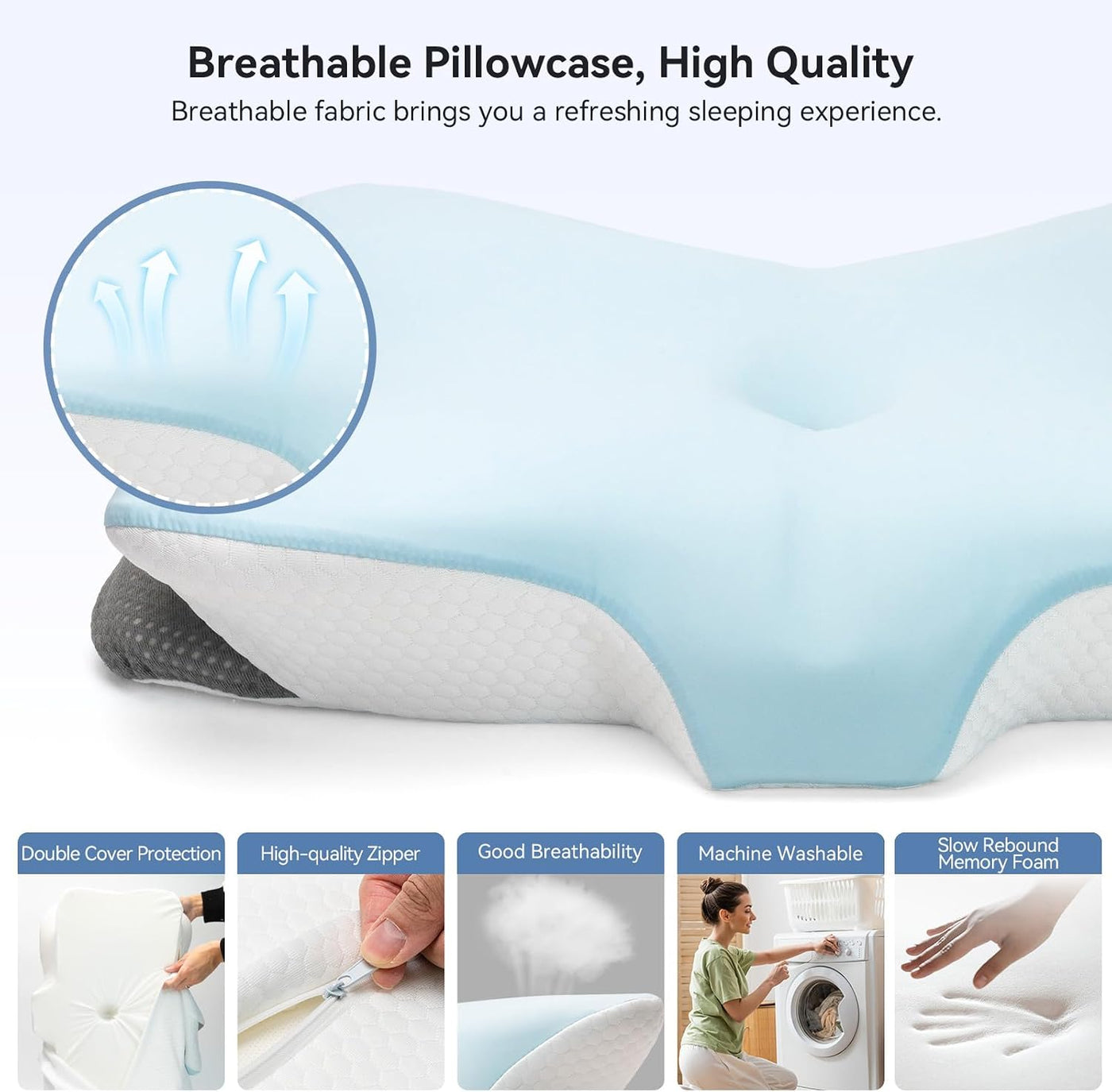 Zmarthumb Almohada Cervical Ergonómica para Soporte del Cuello, Alm...