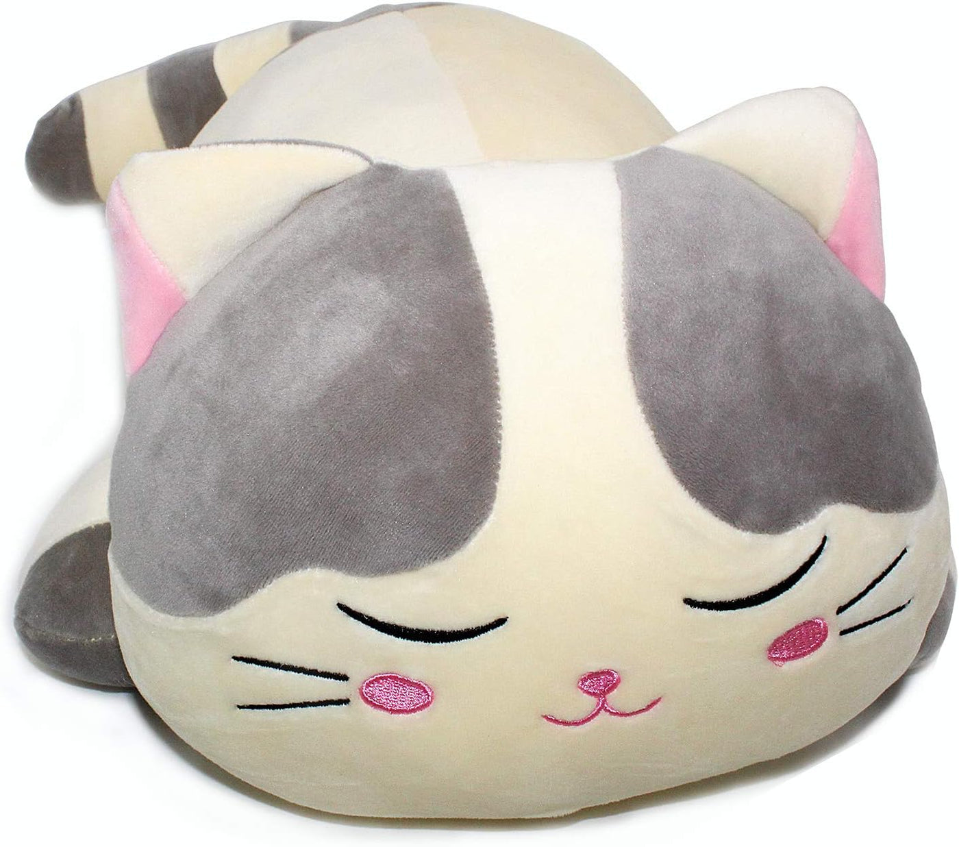 Vintoys - Almohada muy suave para abrazar con gato grande, color gr...