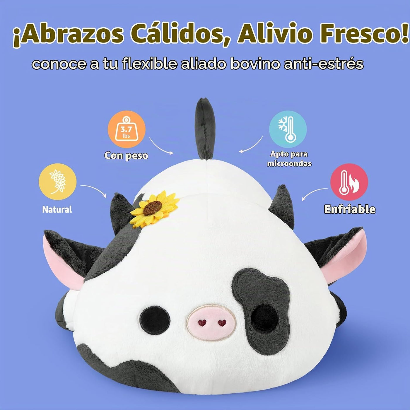 Onsoyours Animales de peluche originales de vaca girasol con peso y...