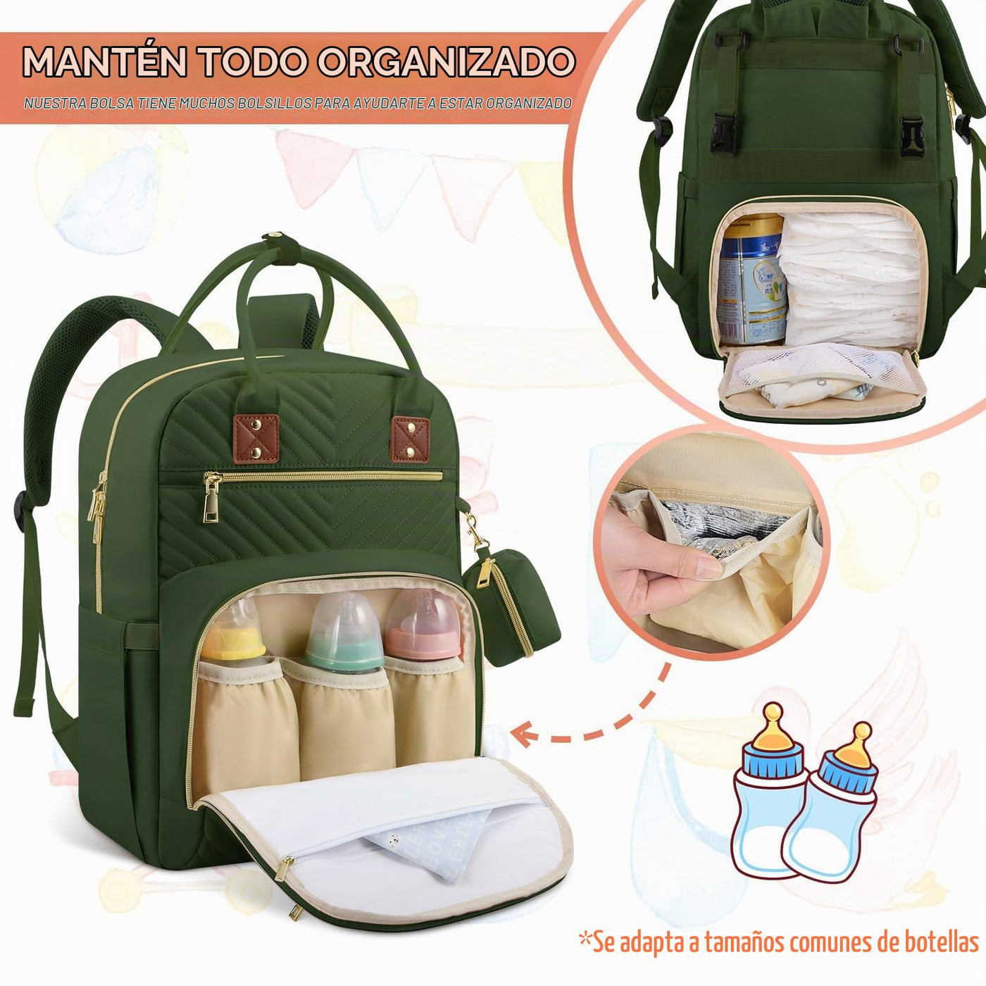 Tenot Mochila para pañales de bebé, bolsas de pañales de viaje para...