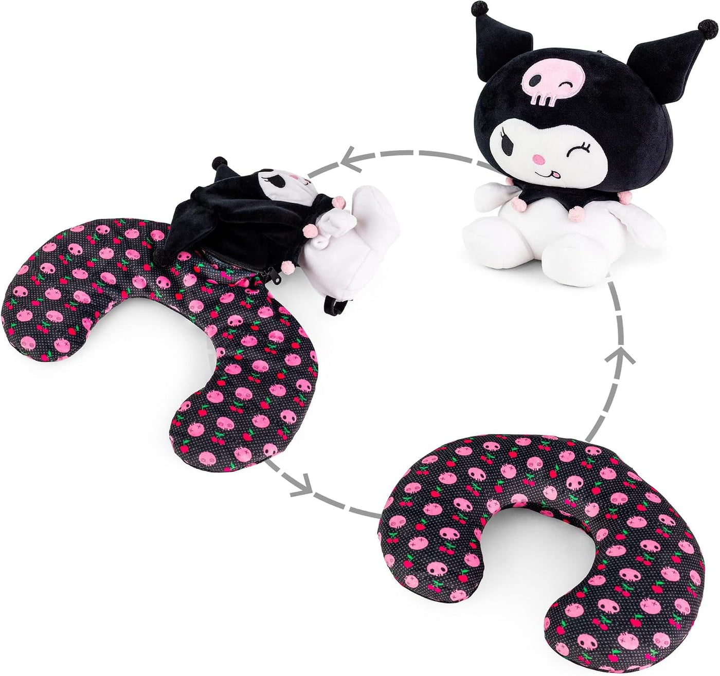 Surreal Entertainment Sanrio Kuromi - Almohada reversible para el c...