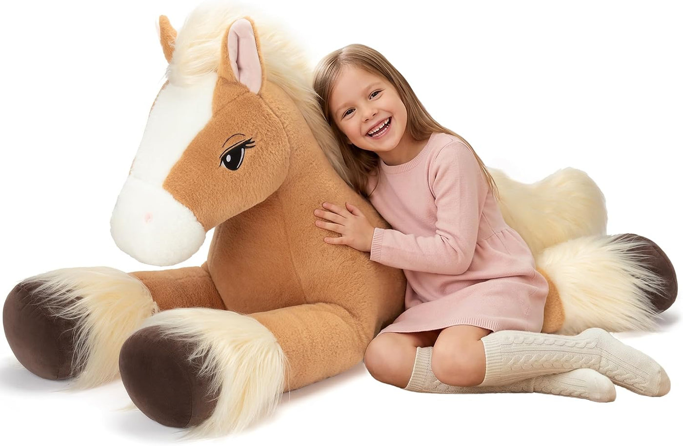 IKASA Animal de peluche de caballo gigante de 47 pulgadas, súper su...