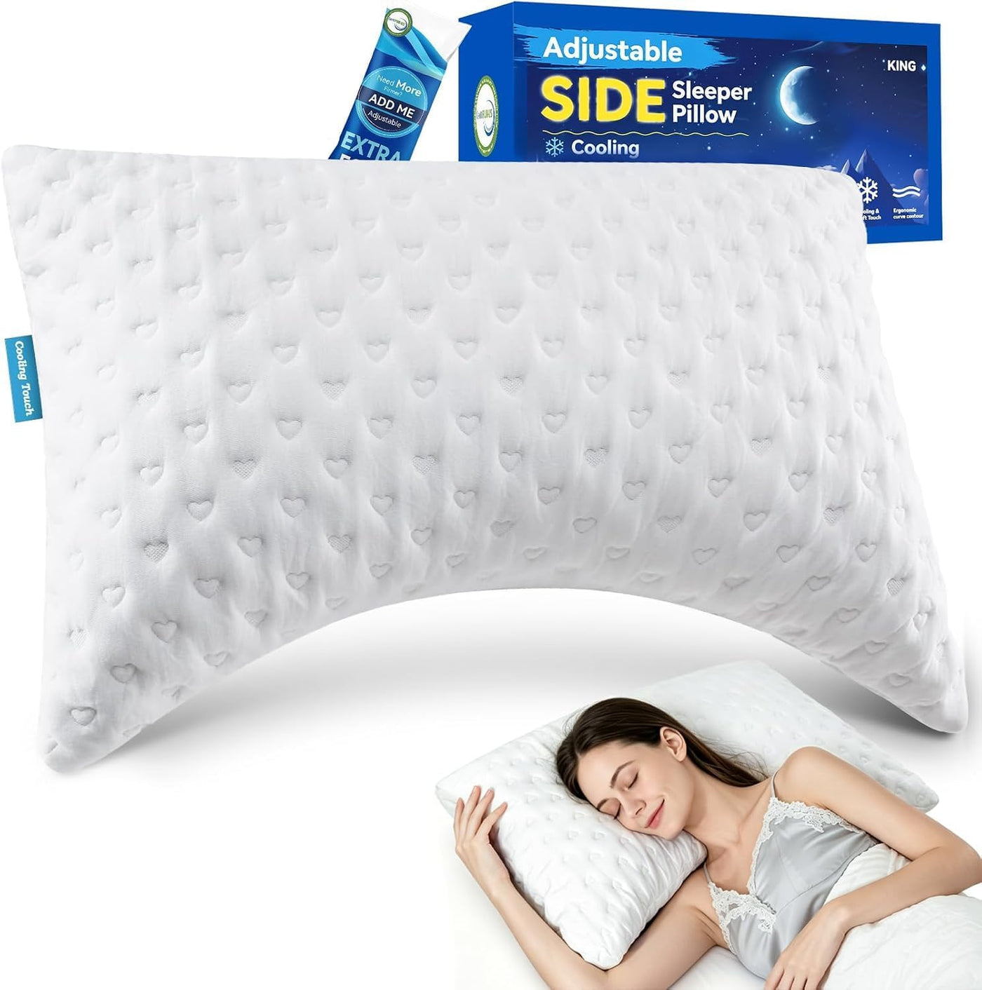 btasleeep Almohadas para dormir de lado para comodidad de cuello y...