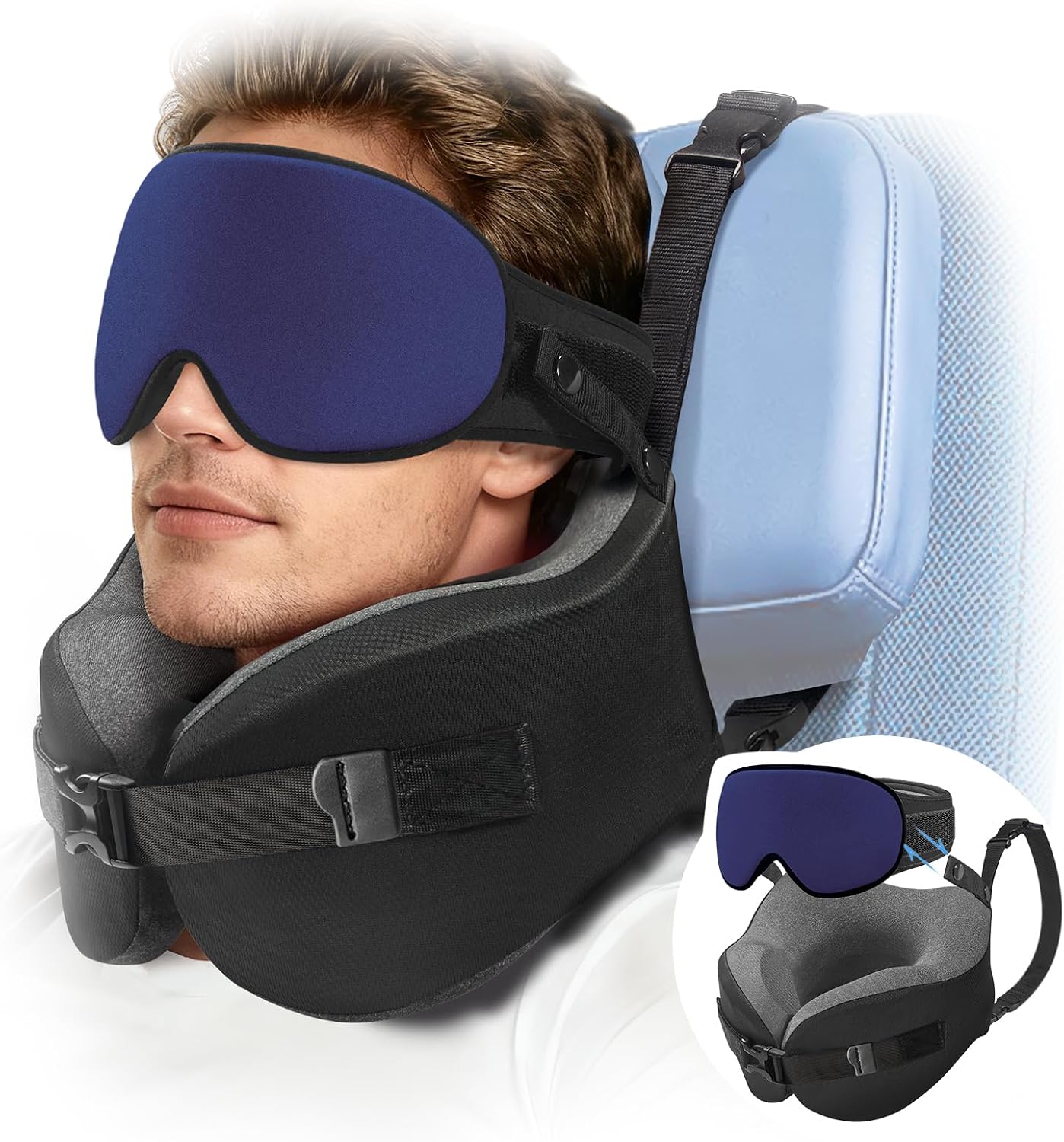 YFONG Almohada de viaje para aviones de vuelo largo, combinación de...