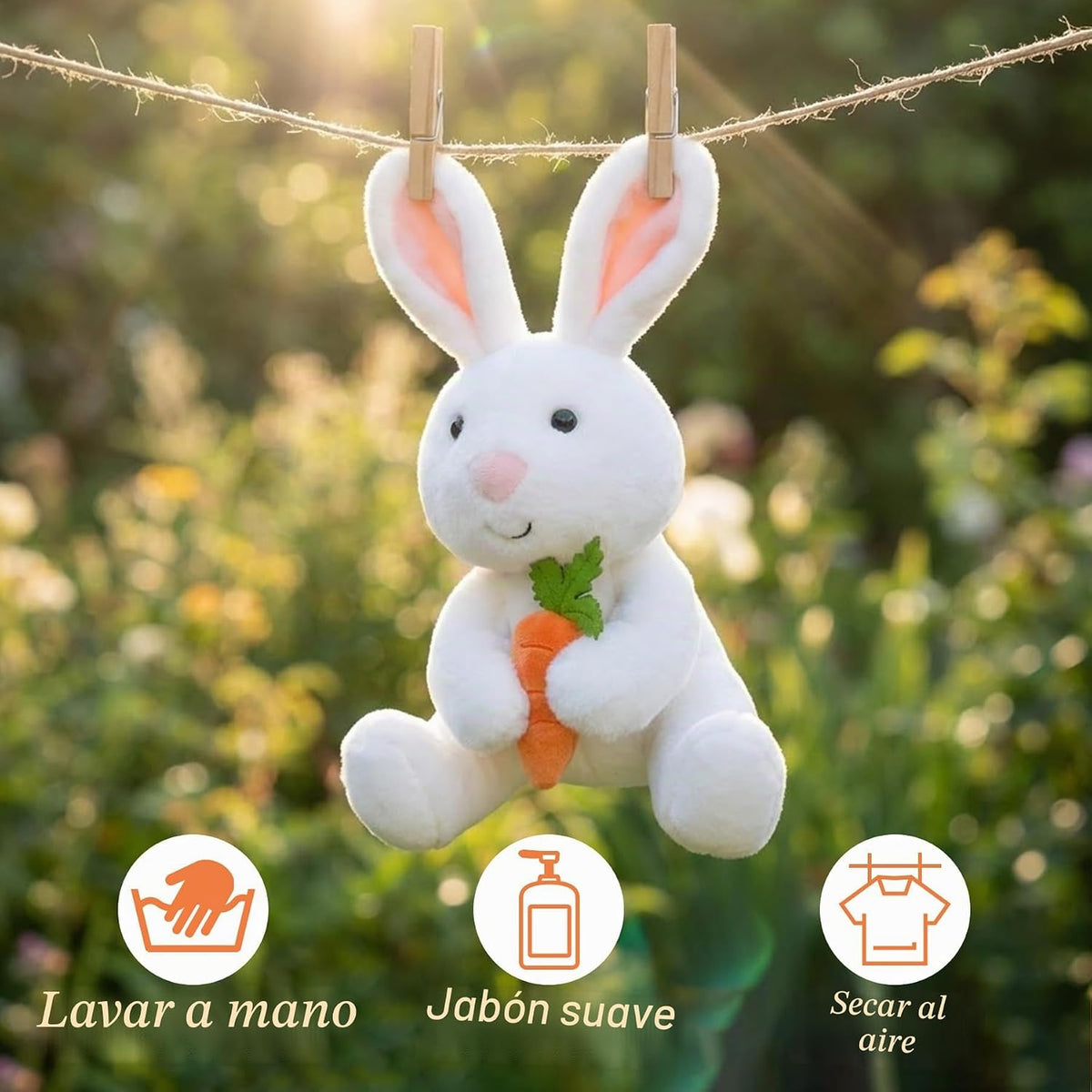 okegztoa Peluche de conejo sosteniendo zanahoria, juguete suave con...