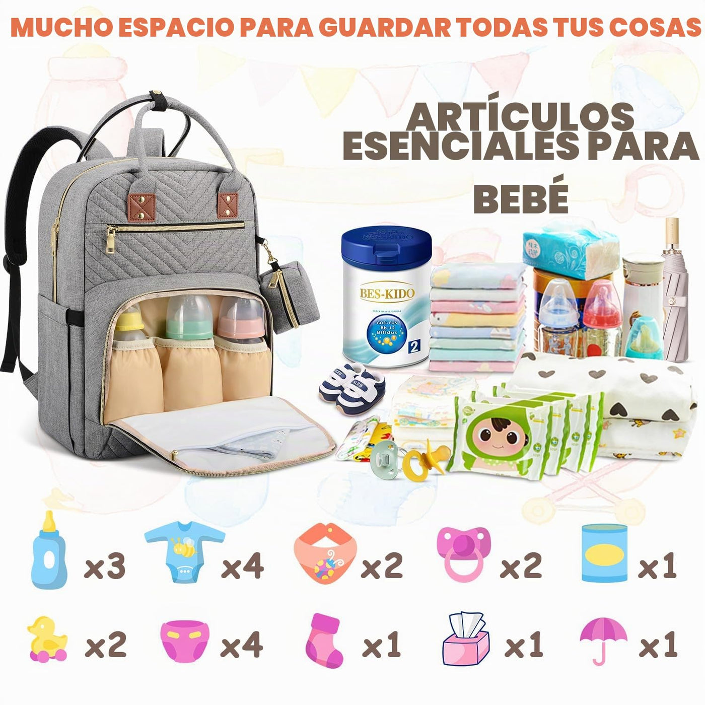 Tenot Mochila para pañales de bebé, bolsas de pañales de viaje para...