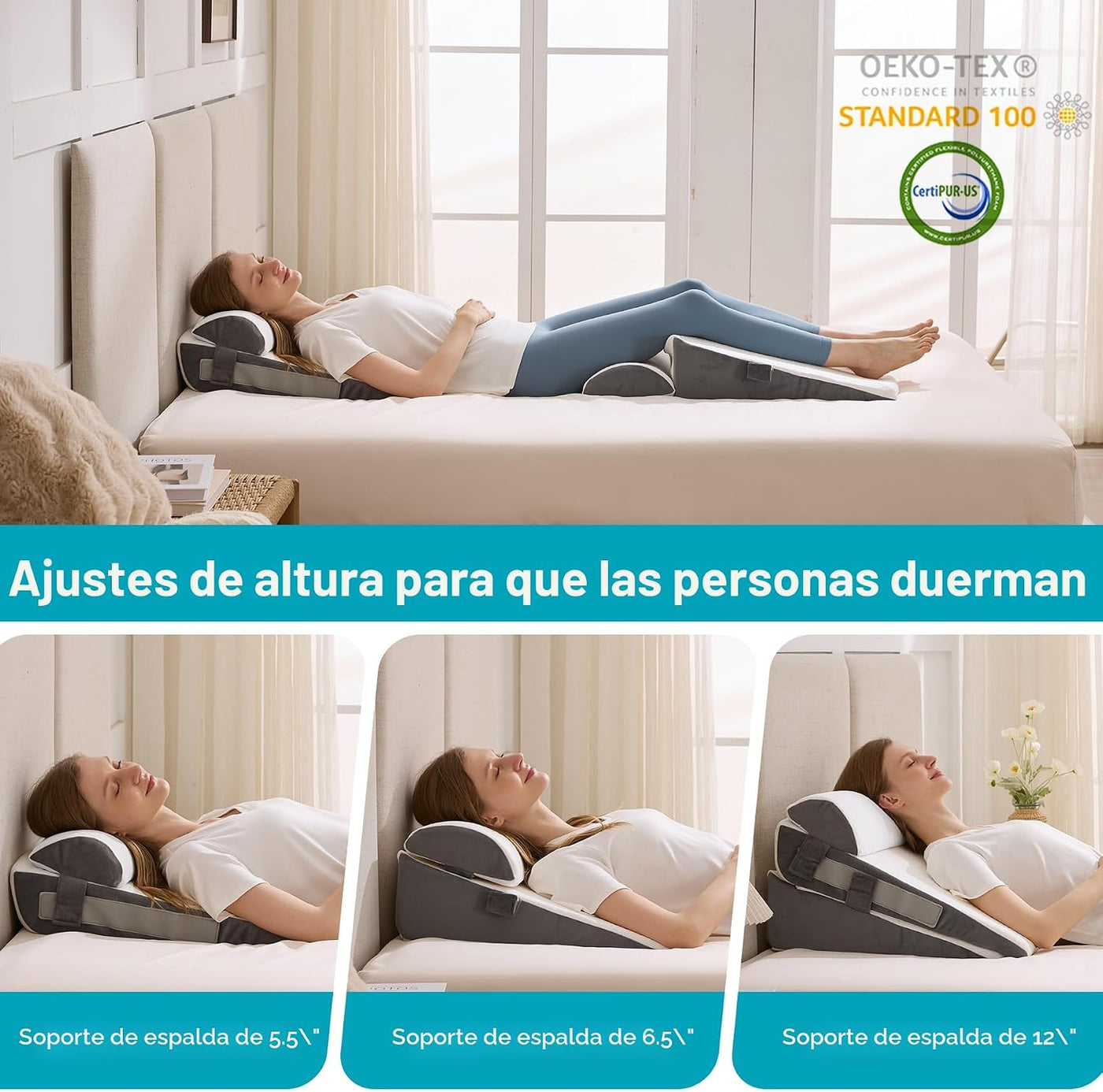 WGAKCED Juego de 3 almohadas en forma de cuña para después de la ci...