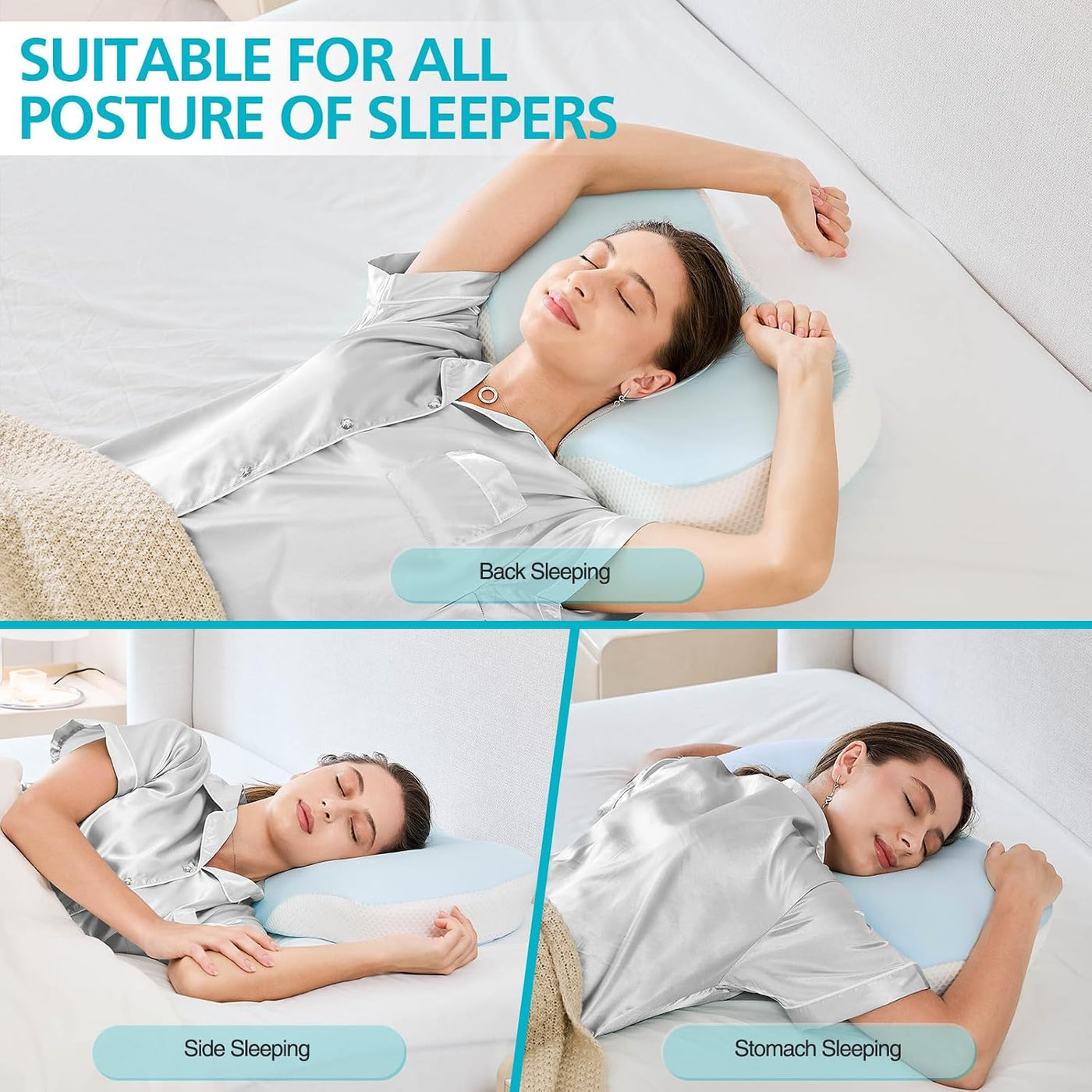 JOYENERGY Almohada cervical o soporte para el cuello, almohadas erg...