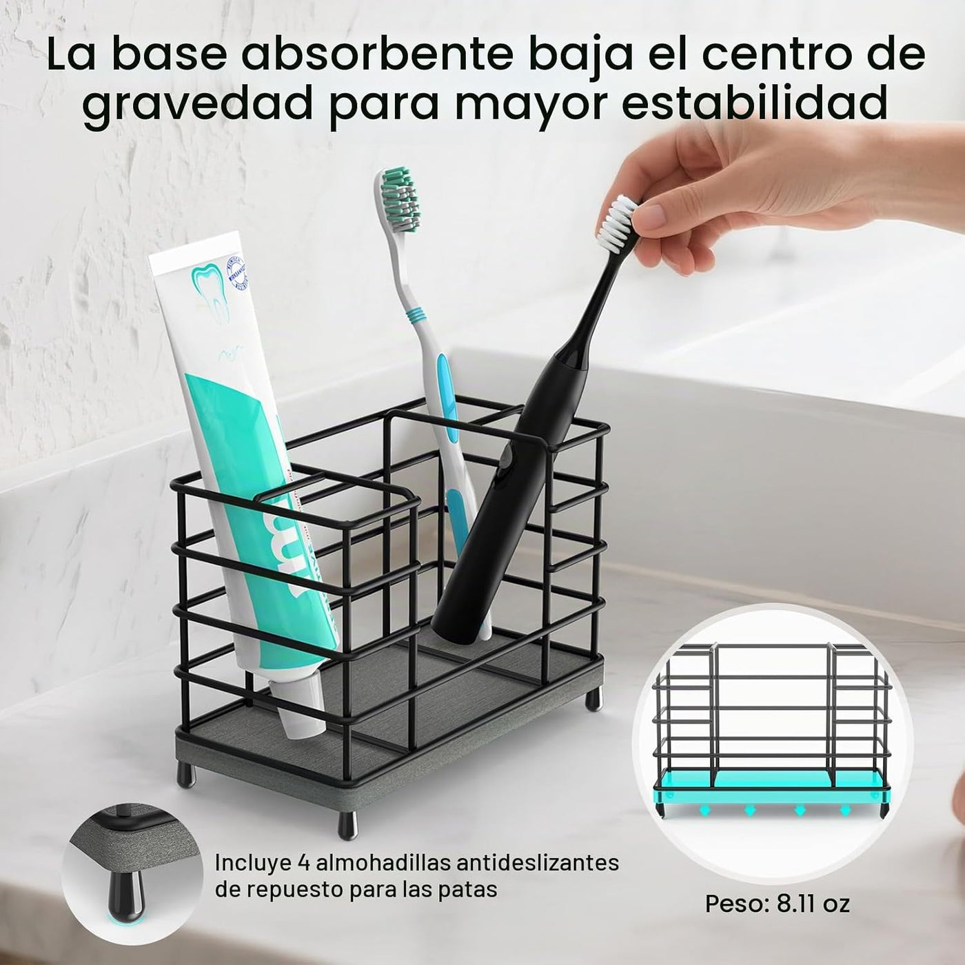 Portacepillos de dientes con alfombrilla de secado rápido\u2014Sopo...