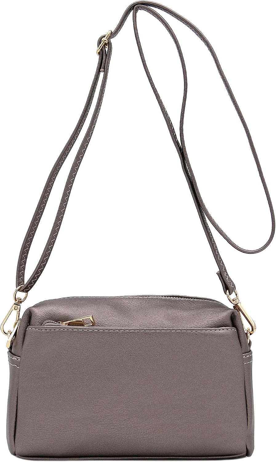 FashionPuzzle Bolso bandolera pequeño con triple cremallera