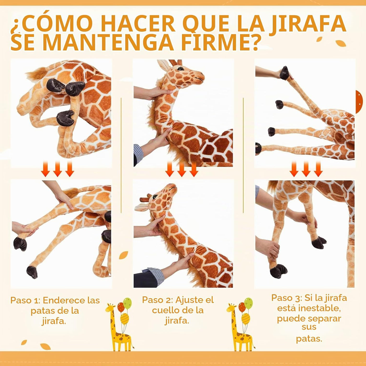 Meooeck - Jirafa gigante de 47 pulgadas de peluche, juguete de pelu...