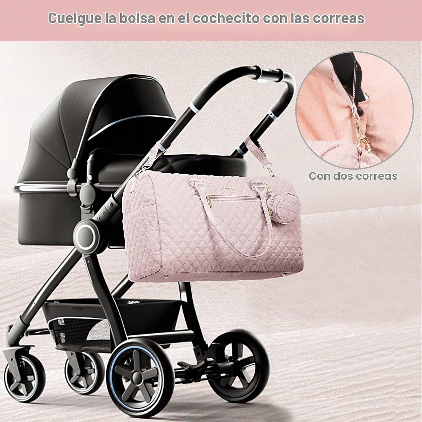 LOVEVOOK Bolsa de pañales con funda para chupete y cambiador, bolsa...