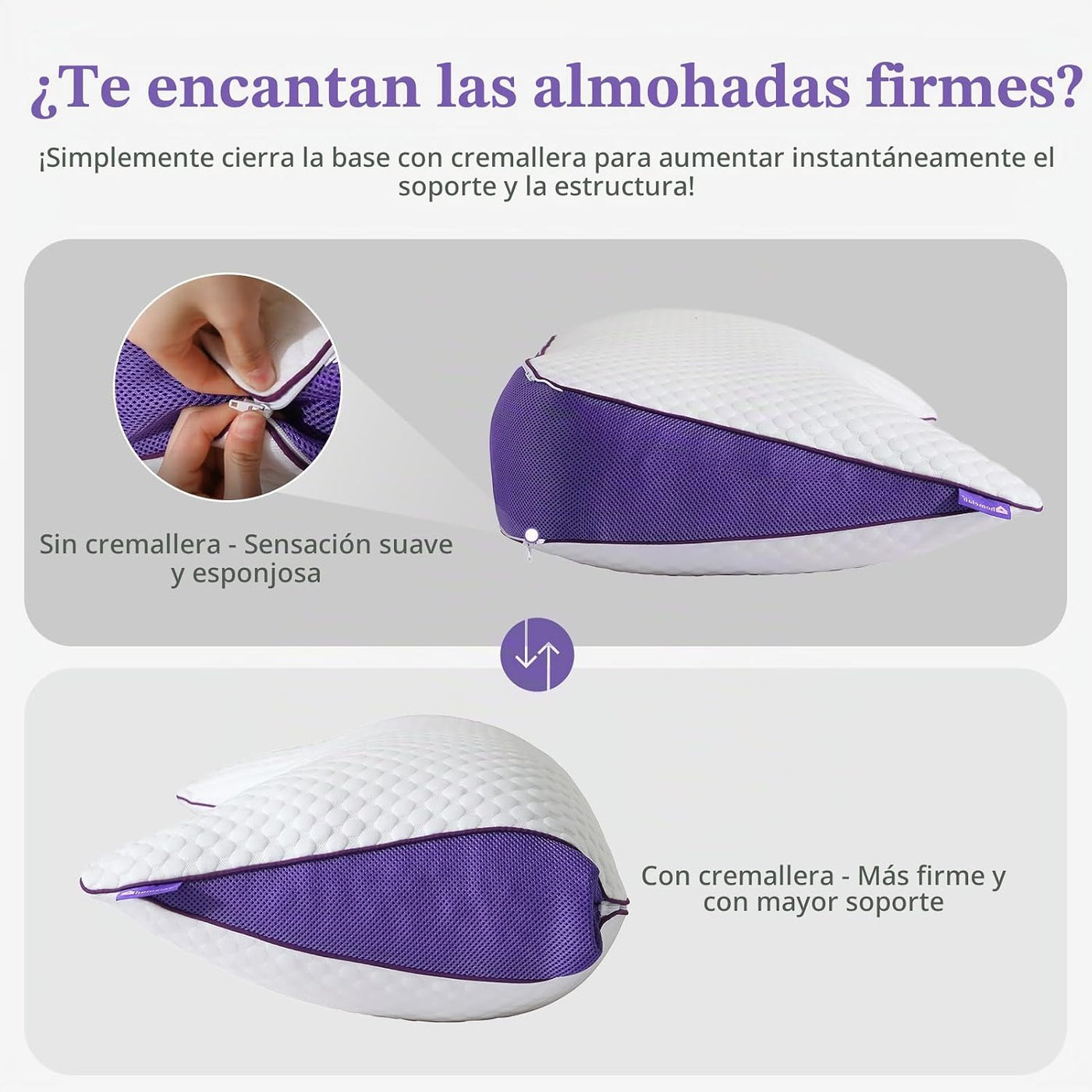 HOMELAB Almohada curvada de espuma viscoelástica triturada ajustabl...