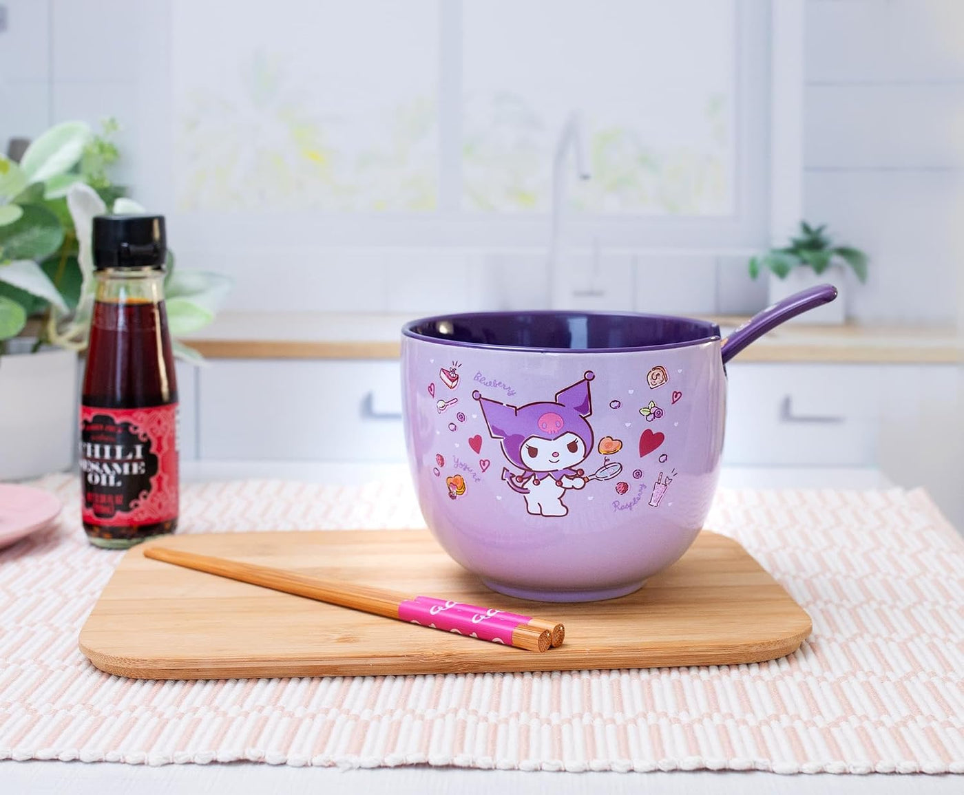 Sanrio Kuromi - Juego de vajilla de cerámica para ramen, incluye cu...