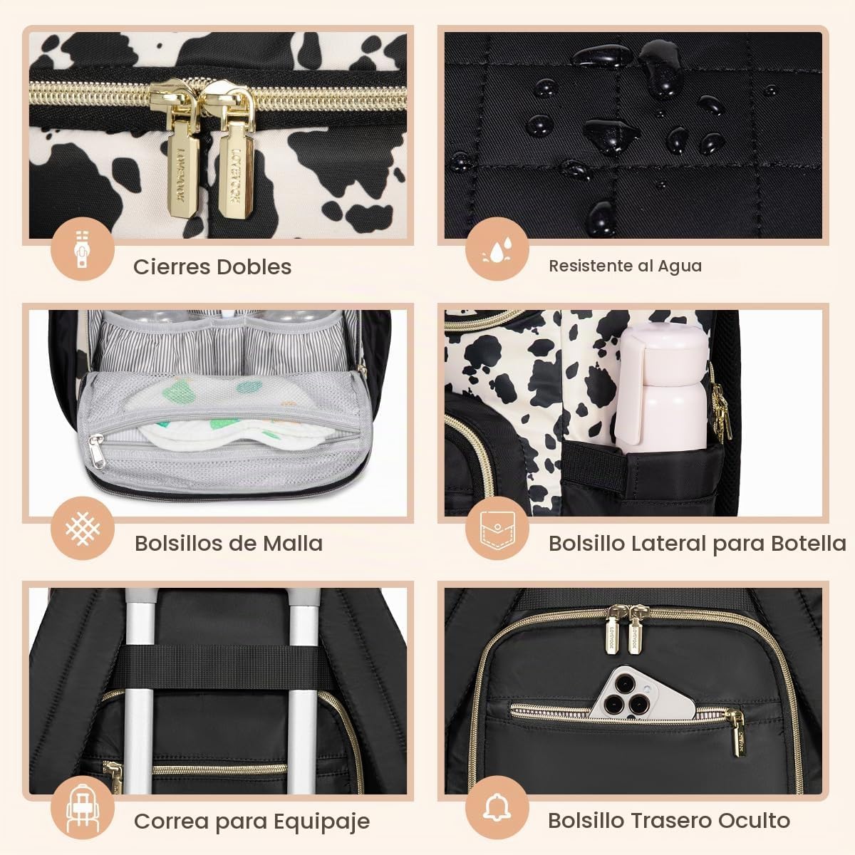 LOVEVOOK Mochila para Pañales de Gran Capacidad con Cambiador Portá...
