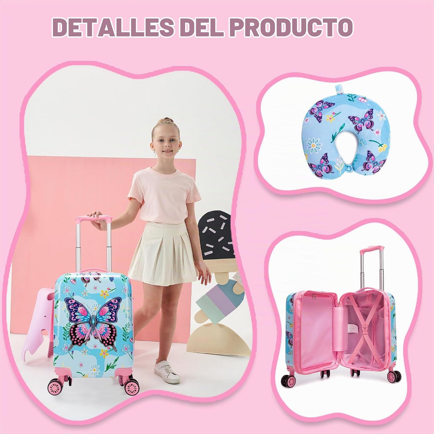 Esteemly Juego de maletas para niños de 2 piezas, equipaje rígido d...