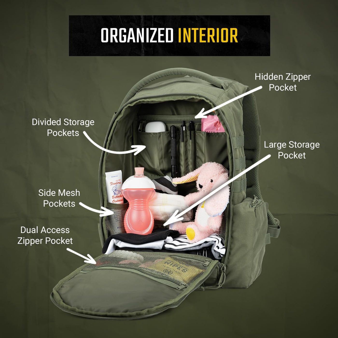 Tactical Baby Gear Daypack Mochila Táctica de Pañales para Papás -...