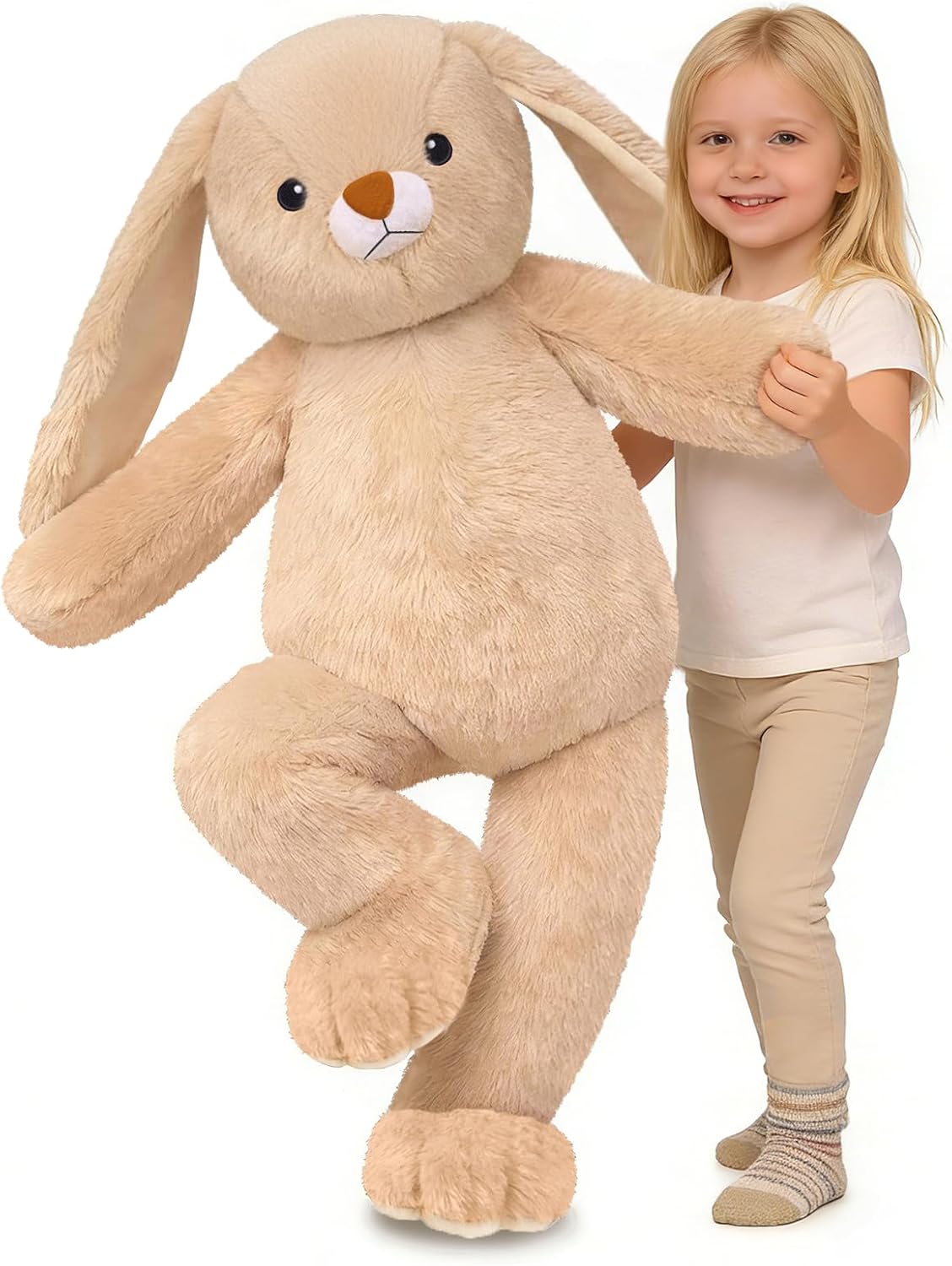 SQEQE Peluche de conejo grande de 39 pulgadas, animal de peluche gi...