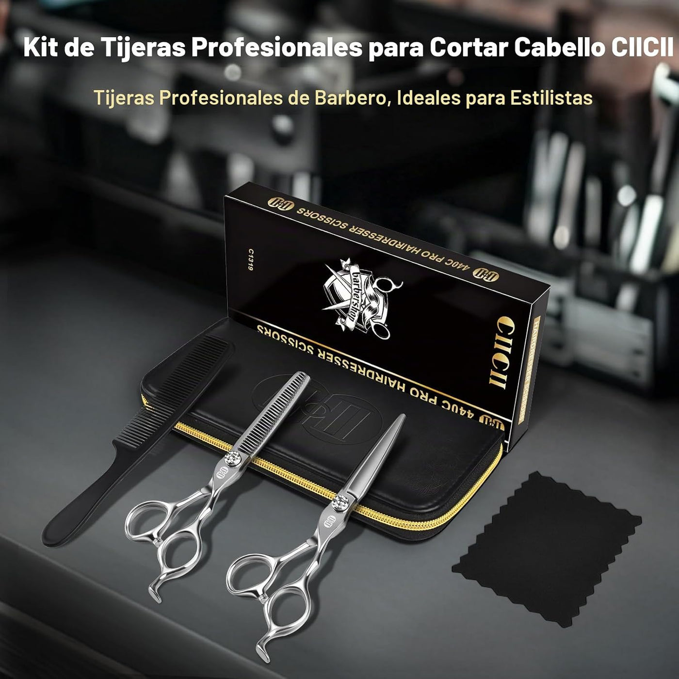 CIICII Kit profesional de tijeras de corte de cabello, 440C 6.7 \u2...