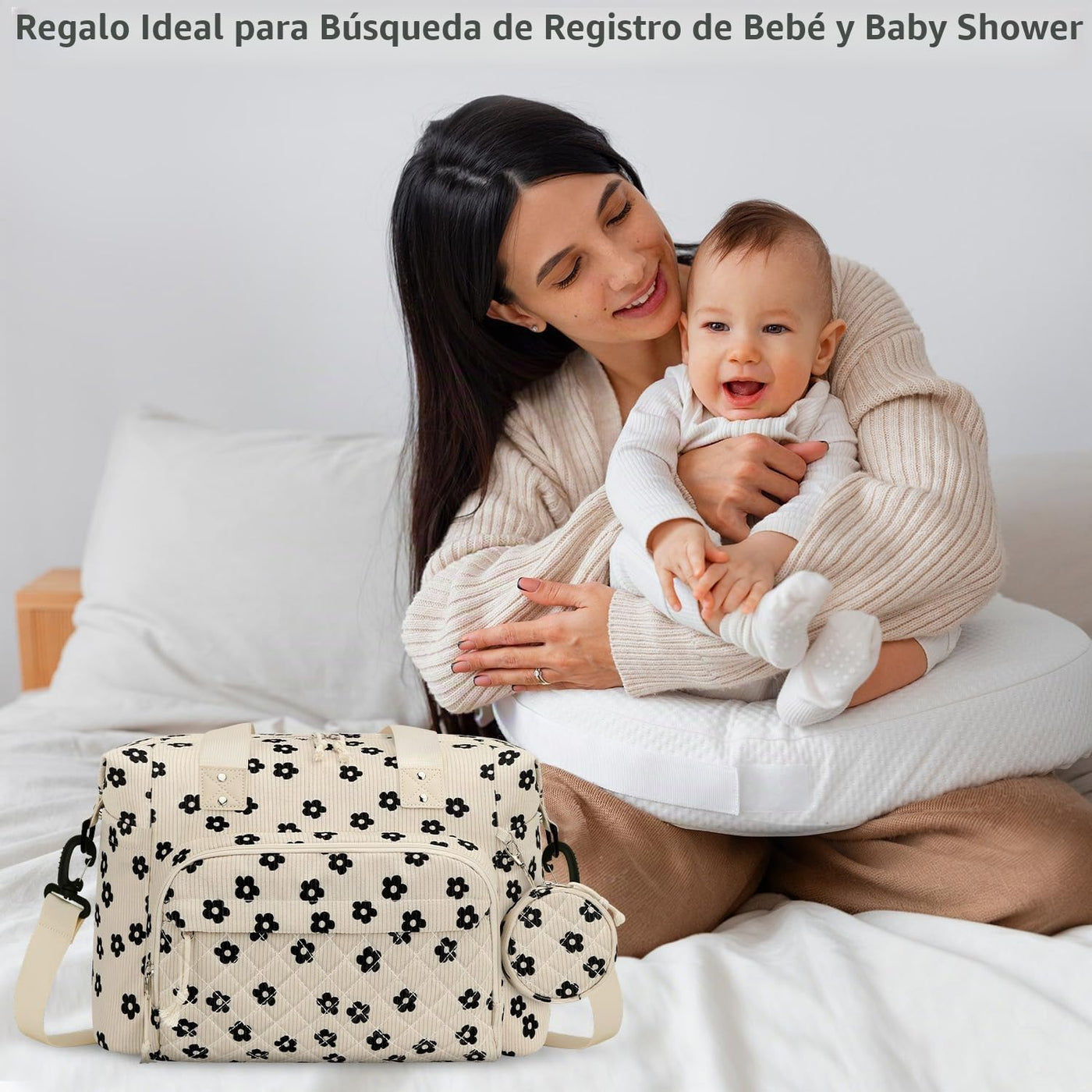 Tenot Bolsa de pañales de pana, bolsa de viaje para pañales con fun...