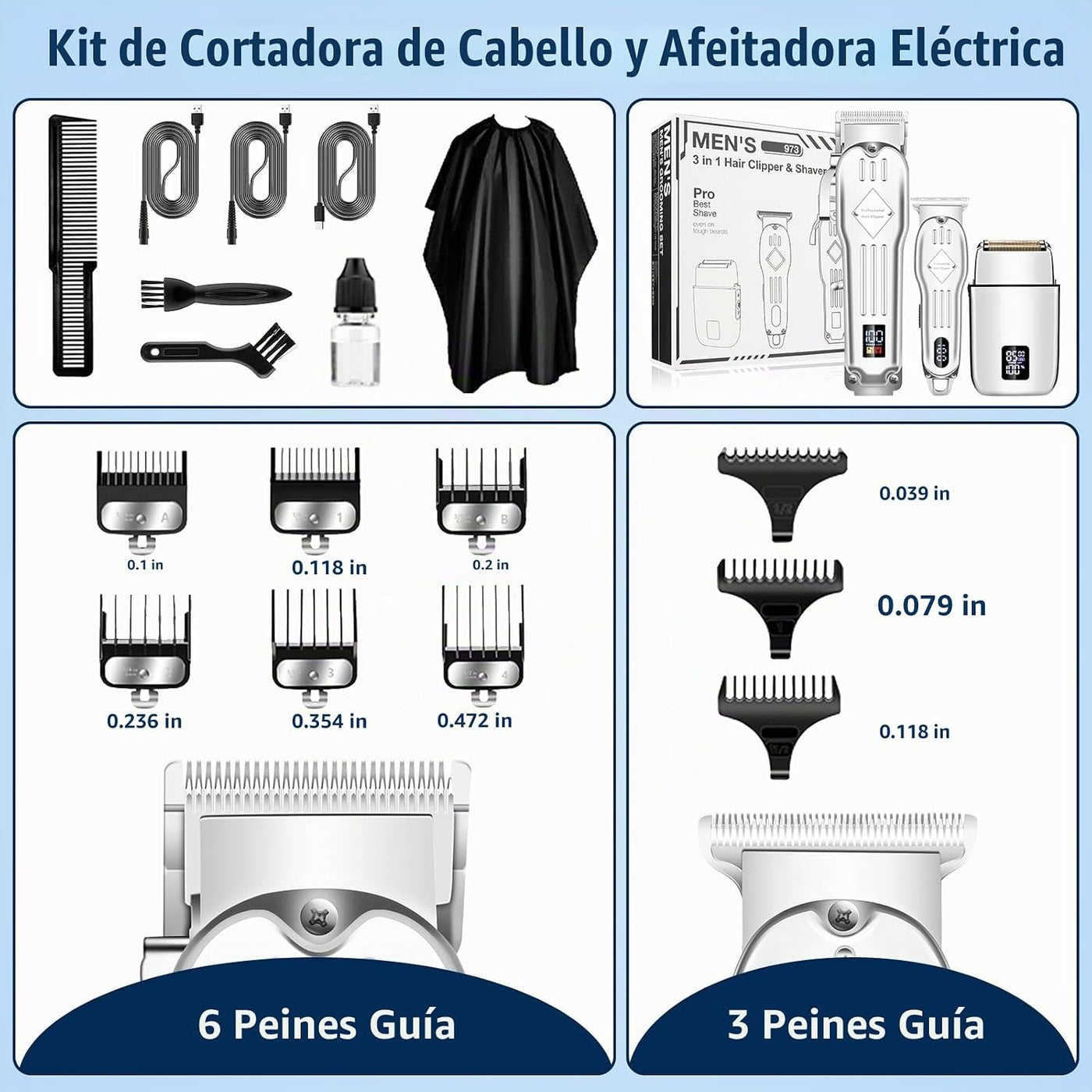 SUNNOW Cortapelos profesional para hombres, afeitado cerrado, imper...