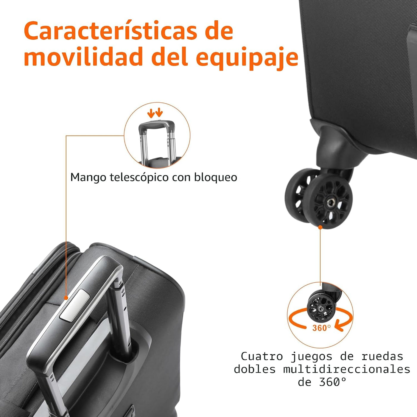 Amazon Basics Equipaje Blando, Negro, 20 pulg.