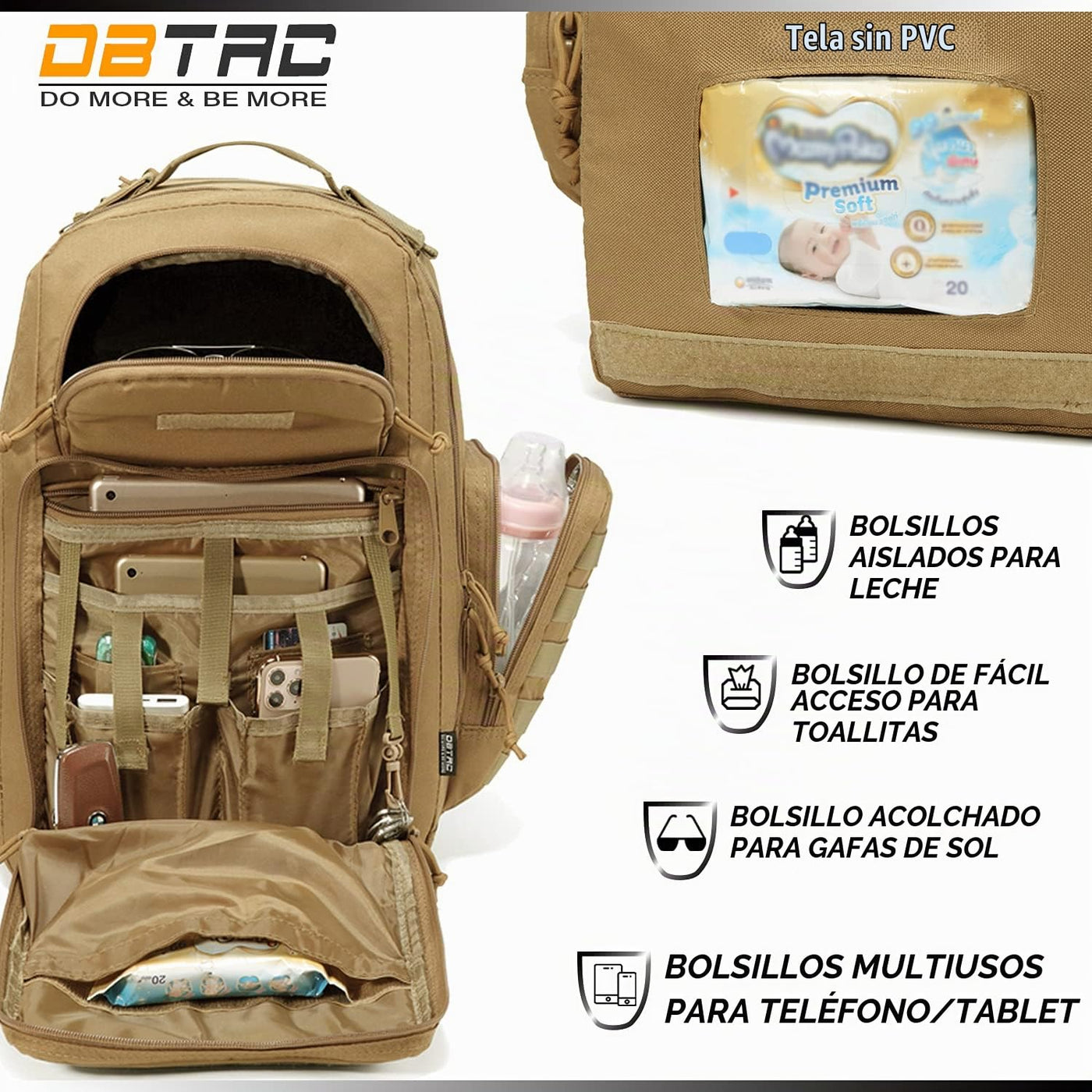 Mochila para pañales para papá, DBTAC Bolso grande para pañales de...