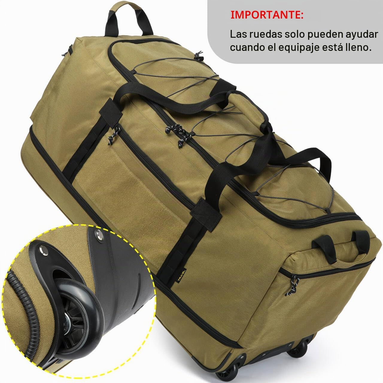 Laripwit Bolsa de Lona Plegable con Rueda Extra Grande 167L Expandi...