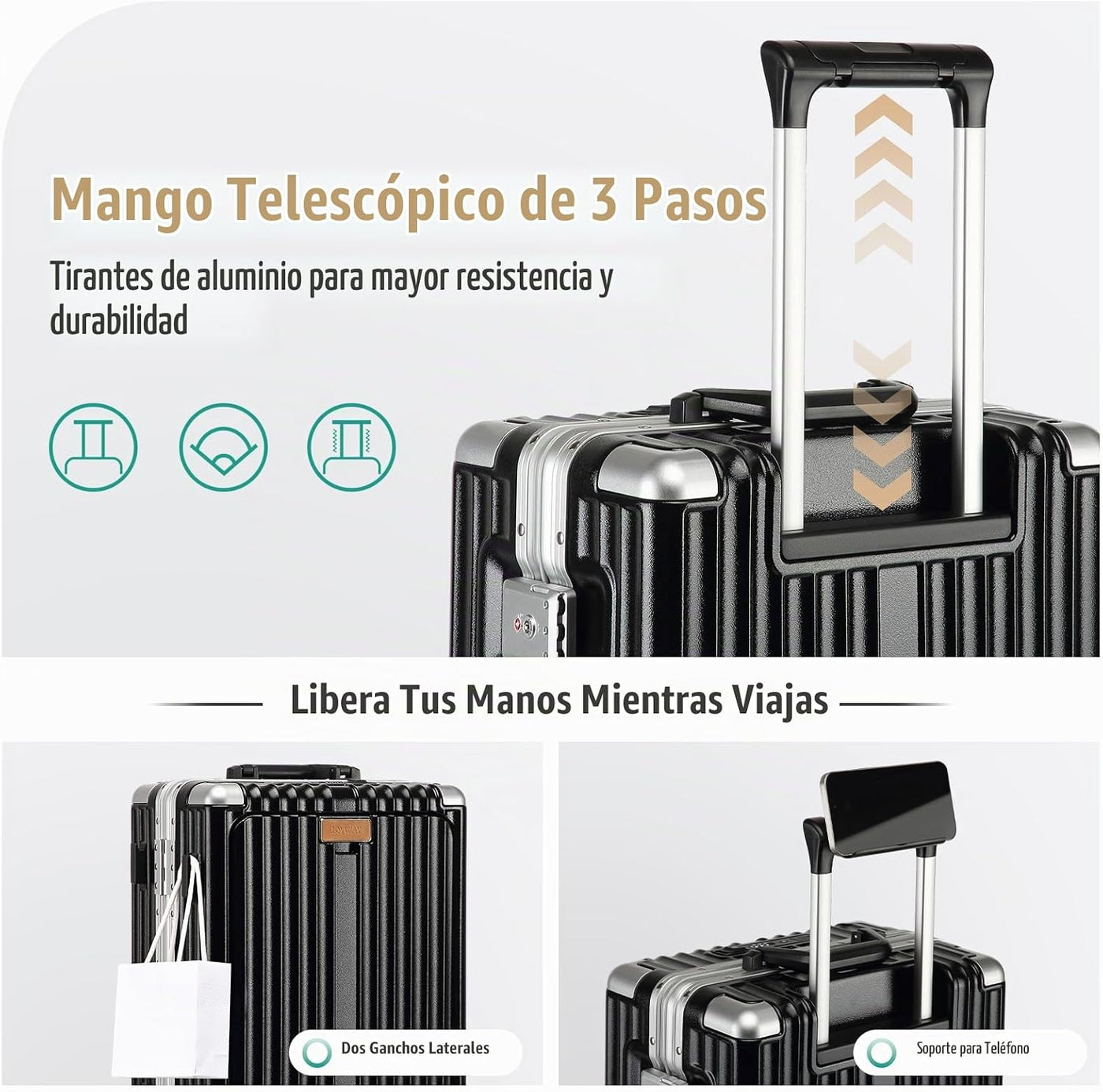 Joyway Juego de equipaje, Negro, 20 pulg., Equipaje rígido con rued...