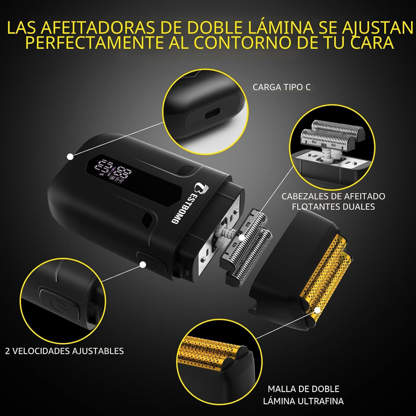 BESTBOMG® BS-808A - Juego de cortapelos para hombres, recortadora y...