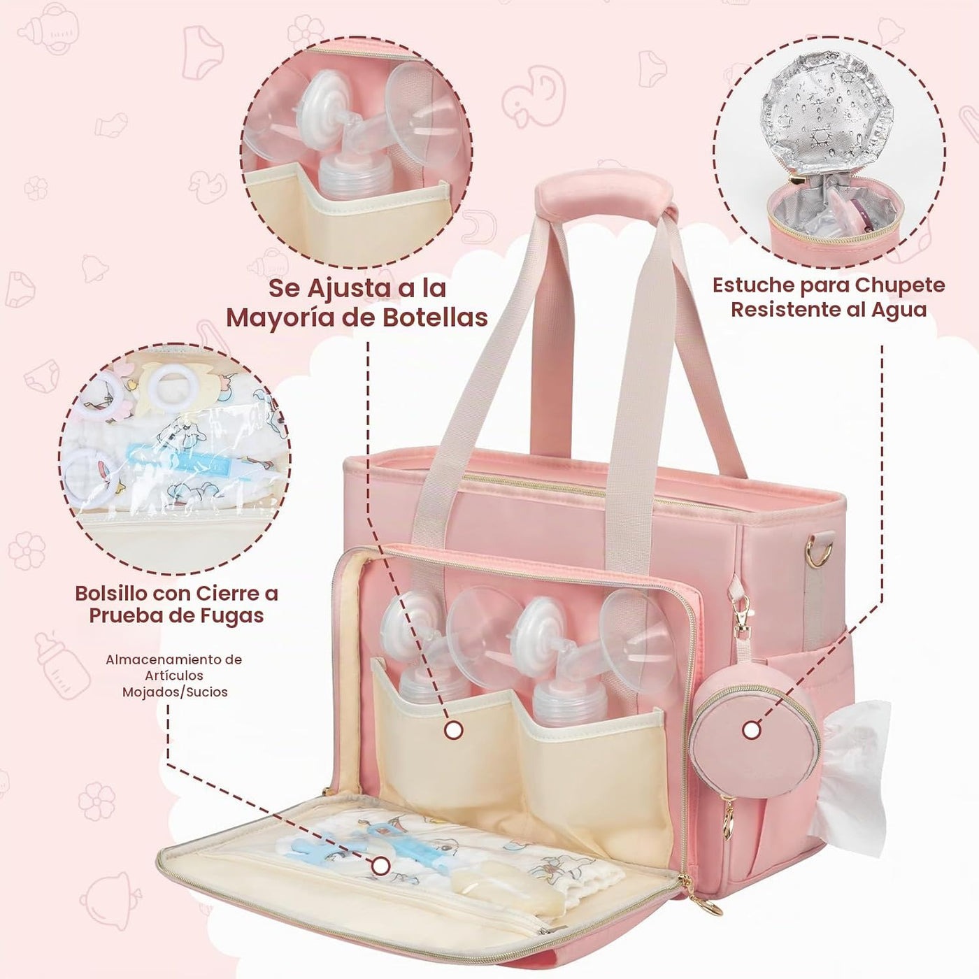 GDNasist Bolsa de pañales, bolsa de pañales de viaje de gran capaci...