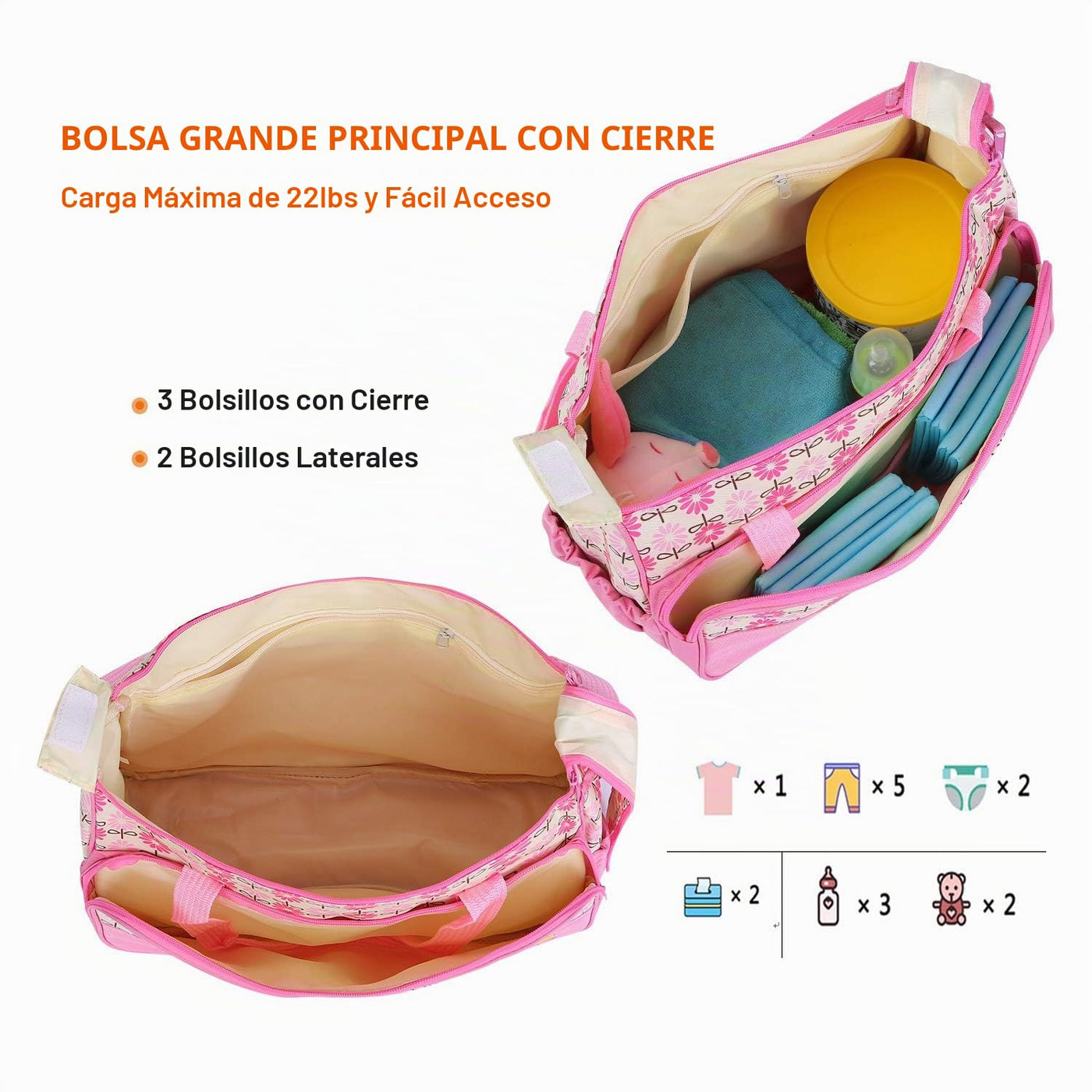 Moclever Juego de 5 bolsas de pañales para artículos esenciales del...