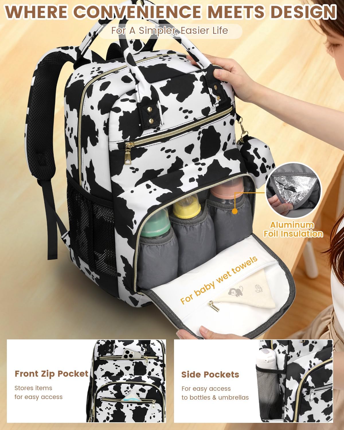 Mochila para Pañales Pritent, Bolso de Pañales para Bebés con Estuc...