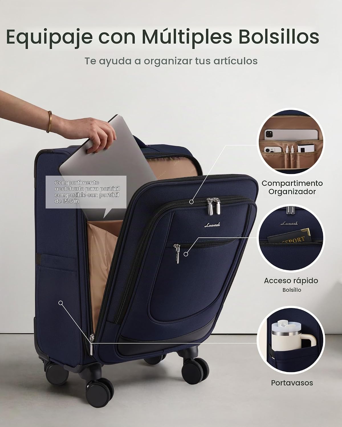 LOVEVOOK Maletas Softside con ruedas para viajes para mujeres y hom...