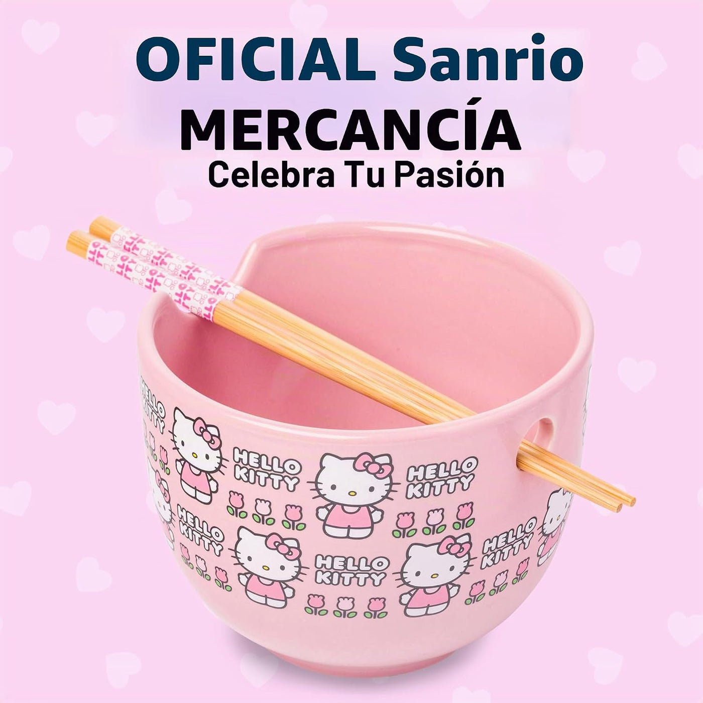 Silver Buffalo Sanrio Hello Kitty Tazón de cerámica para ramen y ar...