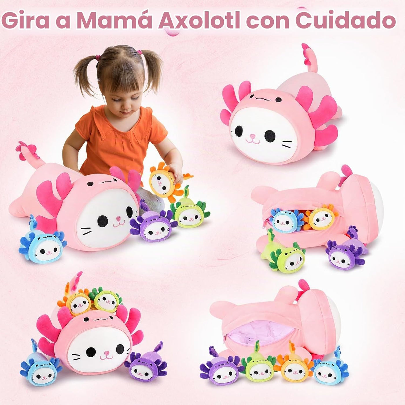 5 piezas de peluche de gato axolotl de animales de peluche familiar...