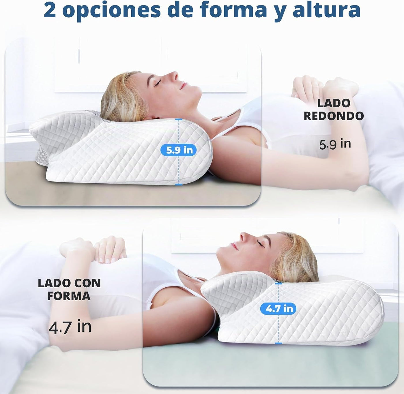 SAHEYER Almohada cervical para el cuello, almohada ergonómica de es...
