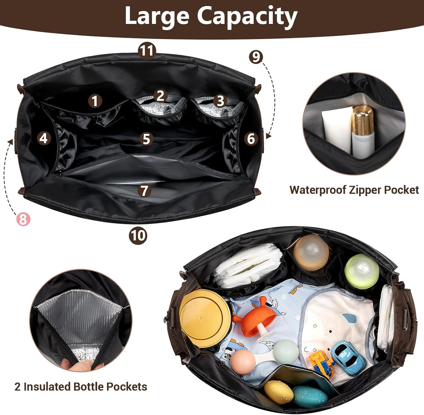 IBFUN Bolso de Pañales para Bebé - Bolso Grande para Bebé 4Pcs con...