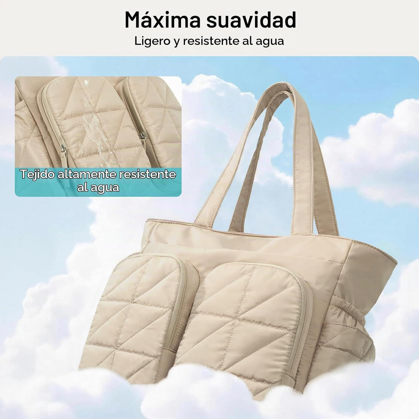 TOPEAST Bolsa de pañales, bolsa acolchada para bebé con bolsillos a...