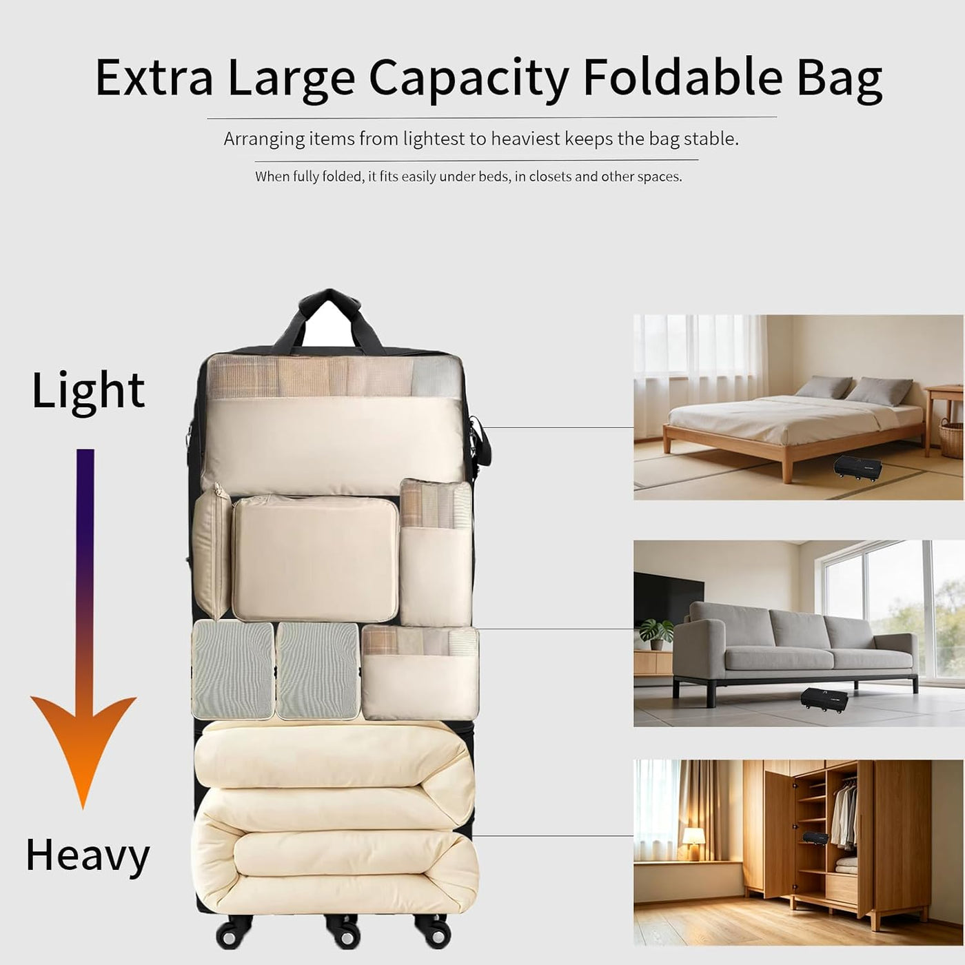 Gloyuda Maletas extra grandes de 43.8 pulgadas con ruedas, bolsa de...