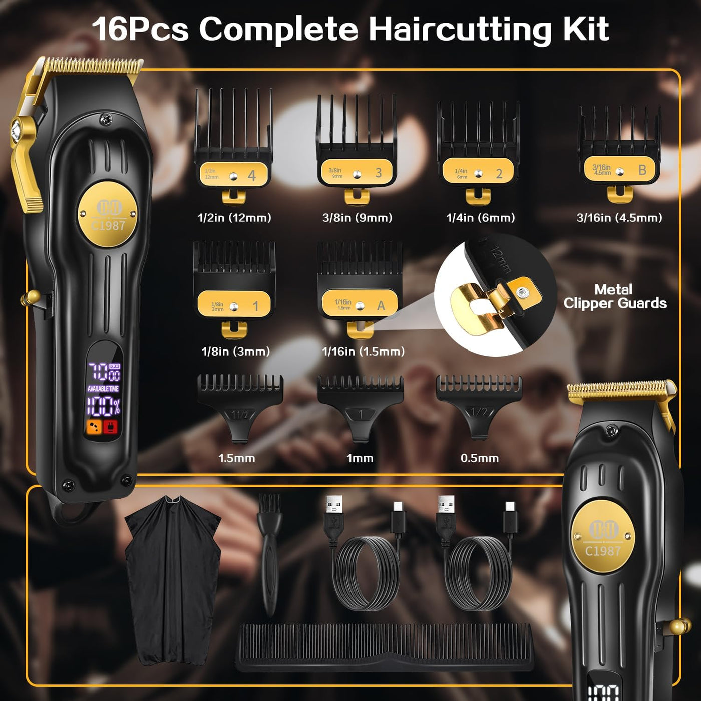 CIICII Juego de cortapelos y recortadores de pelo para hombre, kit...