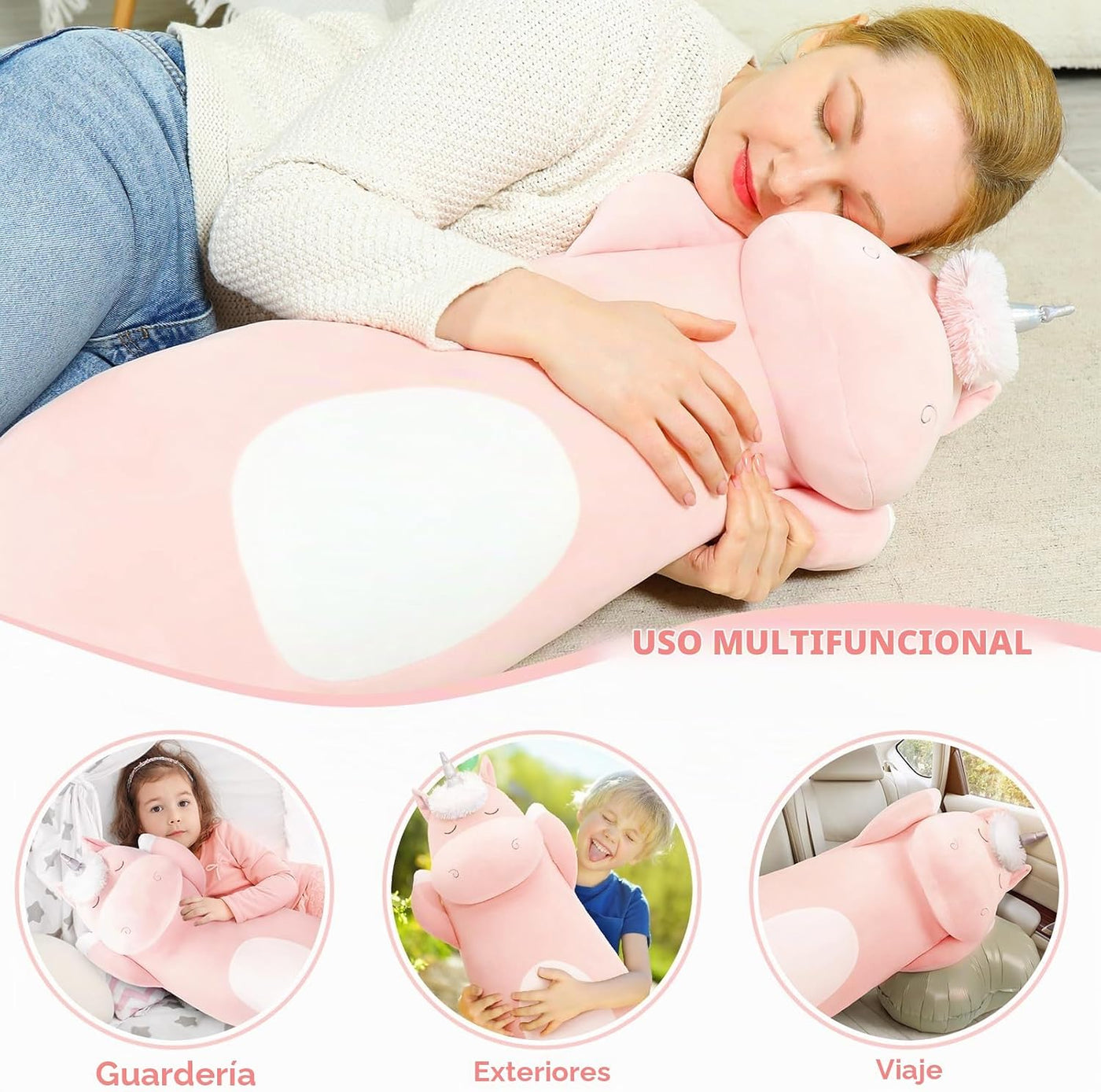 MorisMos Almohada grande con forma de unicornio, 36.2 pulgadas, pel...