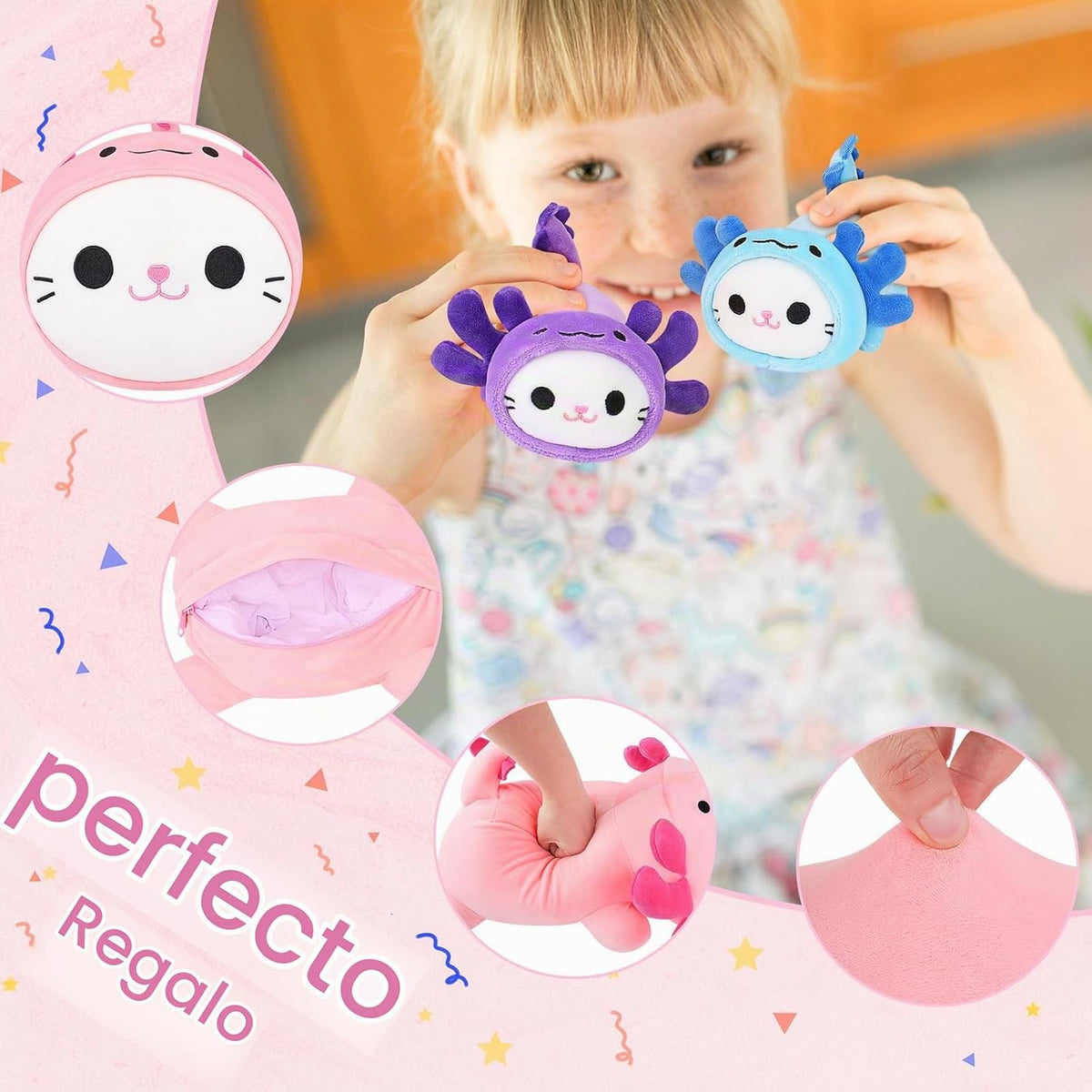 5 piezas de peluche de gato axolotl de animales de peluche familiar...