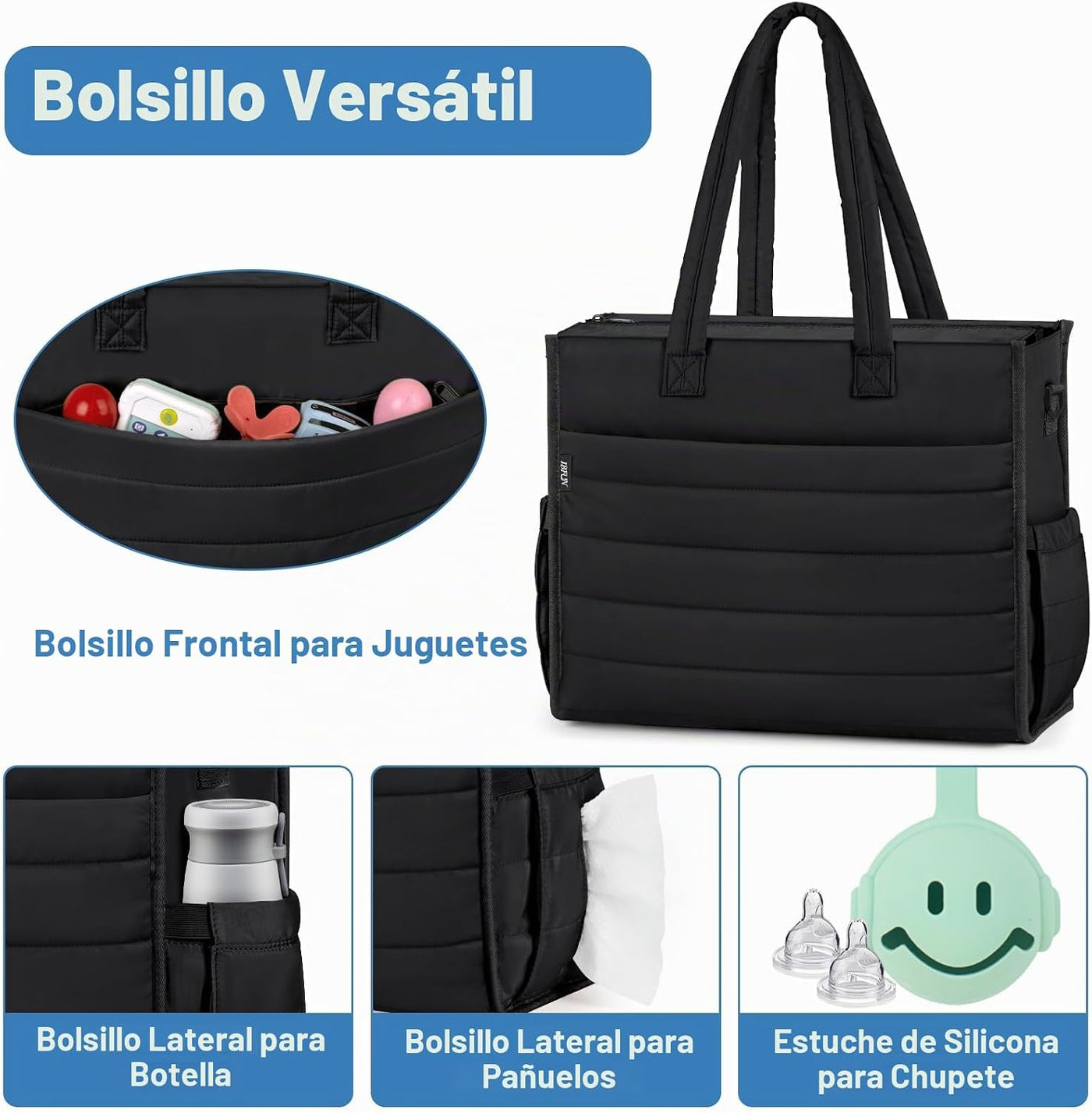 IBFUN Bolso de Pañales para Bebé - Bolso Grande para Bebé 4Pcs con...