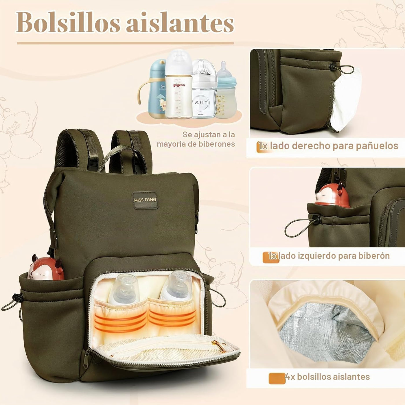 Miss Fong - Mochila para pañales Mochila de neopreno para bebé | Ma...